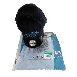 NFL Carolina Panthers Football On Field Apparel XL T-Shirt & New Era Hat Set